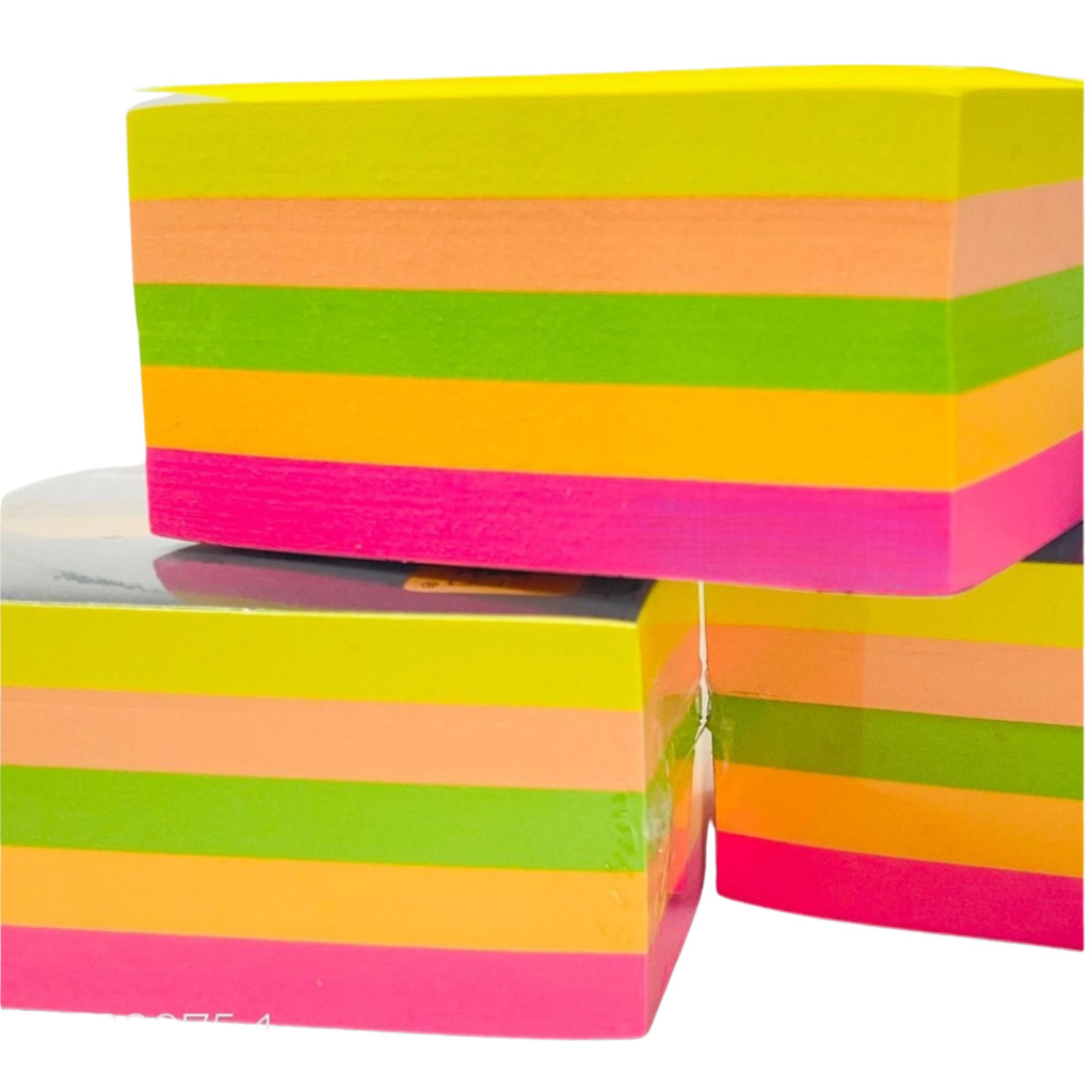 Bloco Adesivo 76x76mm 400 Folhas Grandes Recado Lembrete Neon