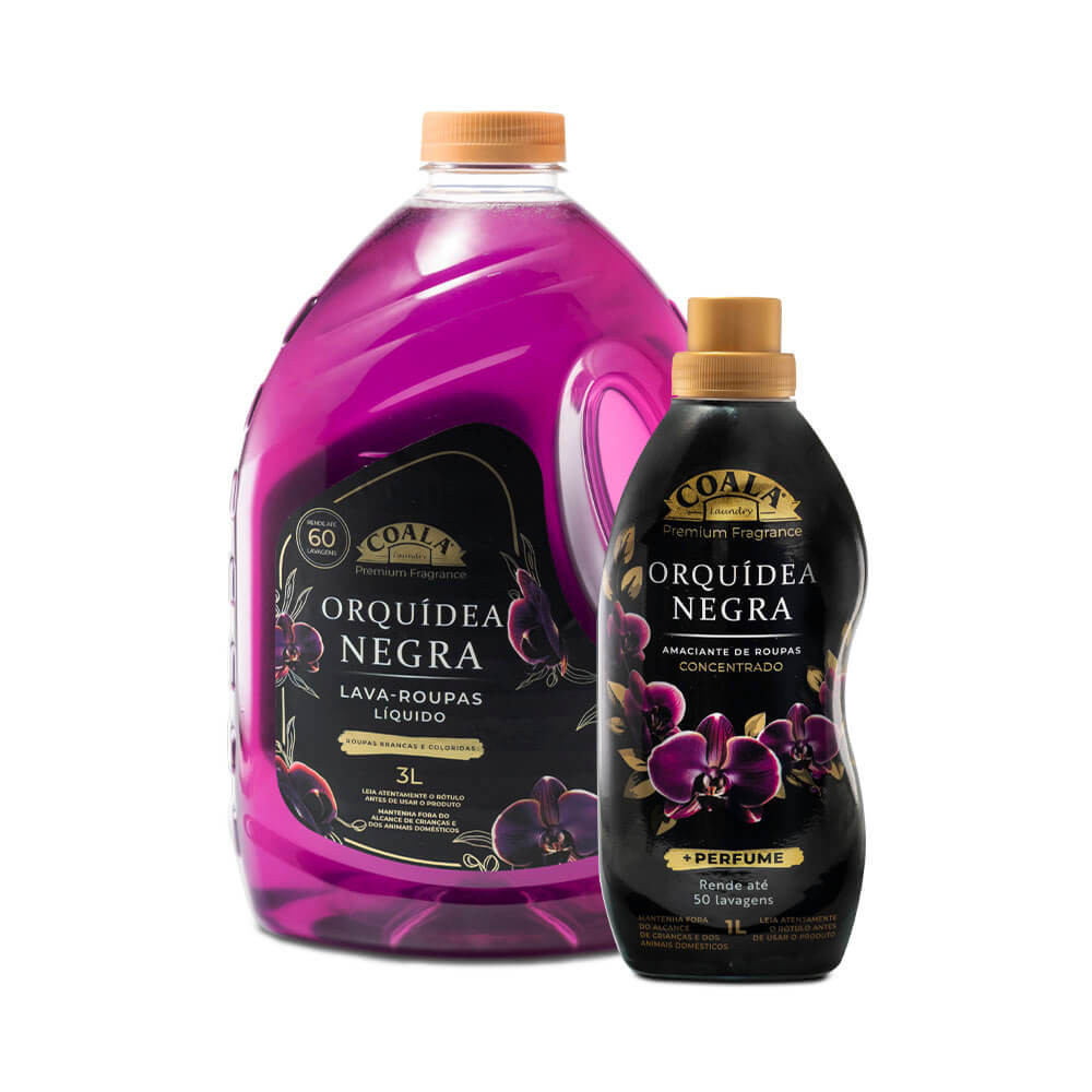 Kit Coala Laundry Orquídea Negra - 1x lava Roupas 3L e 1x Amaciante 1L