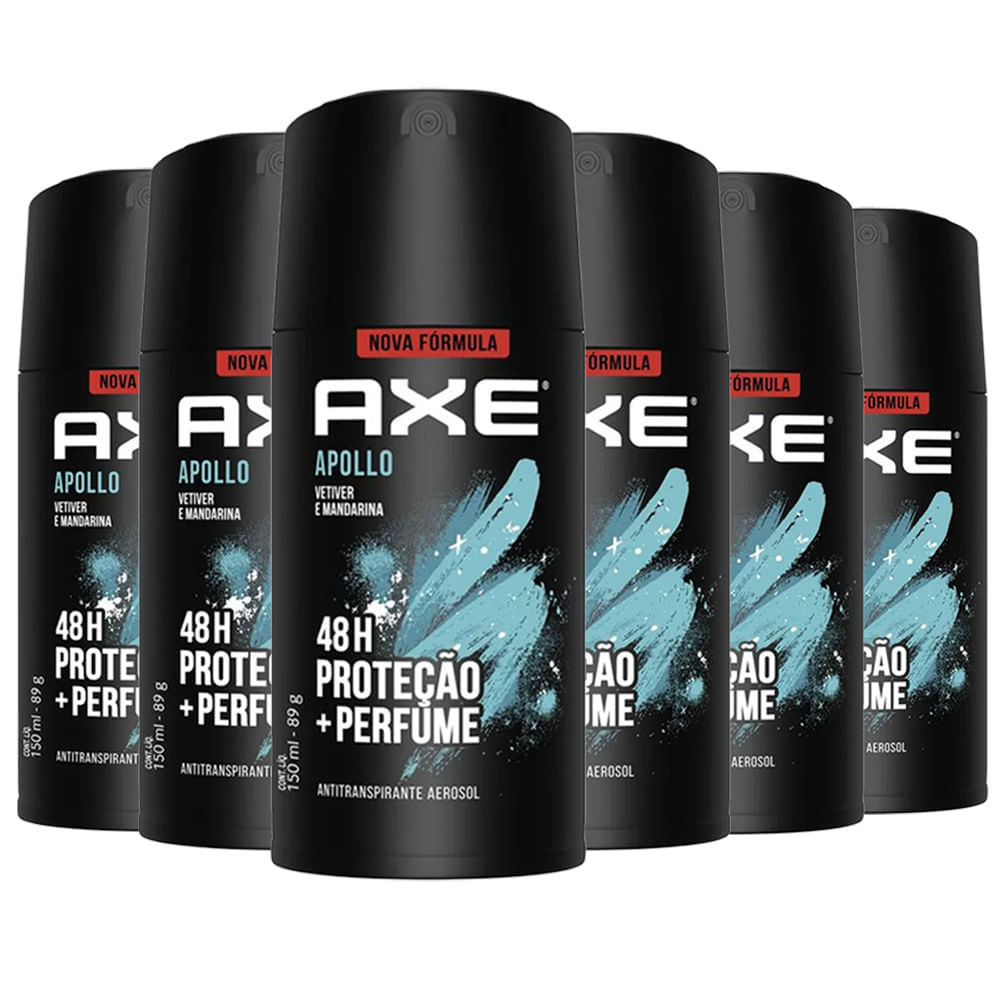 Kit Desodorante Antitranspirante Aerosol Axe Apollo 90g - 6 Unidades em Oferta na Shopee