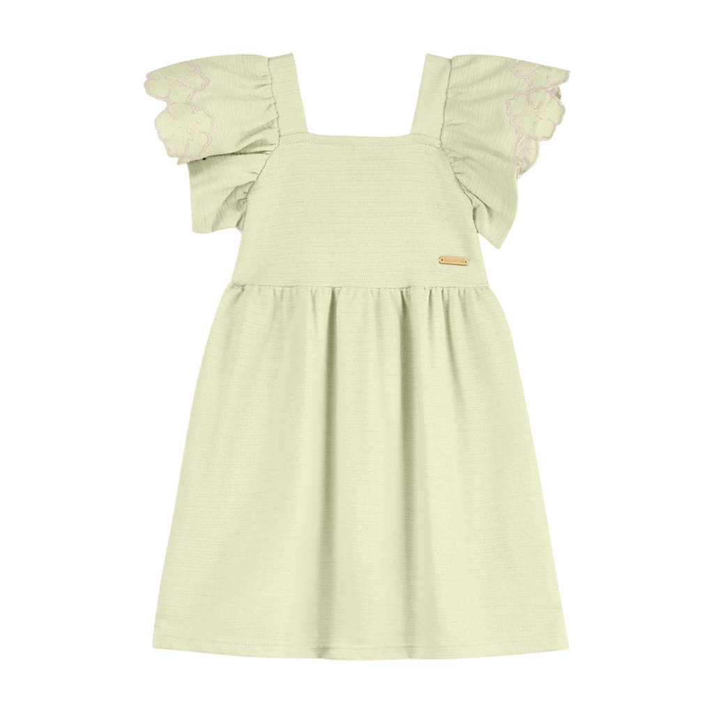 Vestido Infantil Menina Manga Bordada Colorittá Verde em Oferta na Shopee