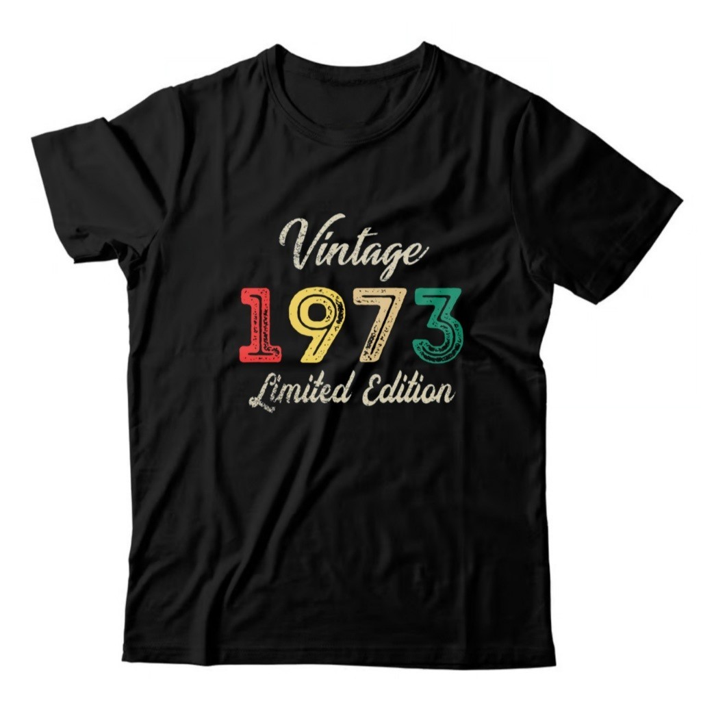 Camiseta Camisa Algodão T-shirt Camisa Camiseta Masculina Feminina  Preta Algodão Básica Casual 1973 Vintage Oldschool E