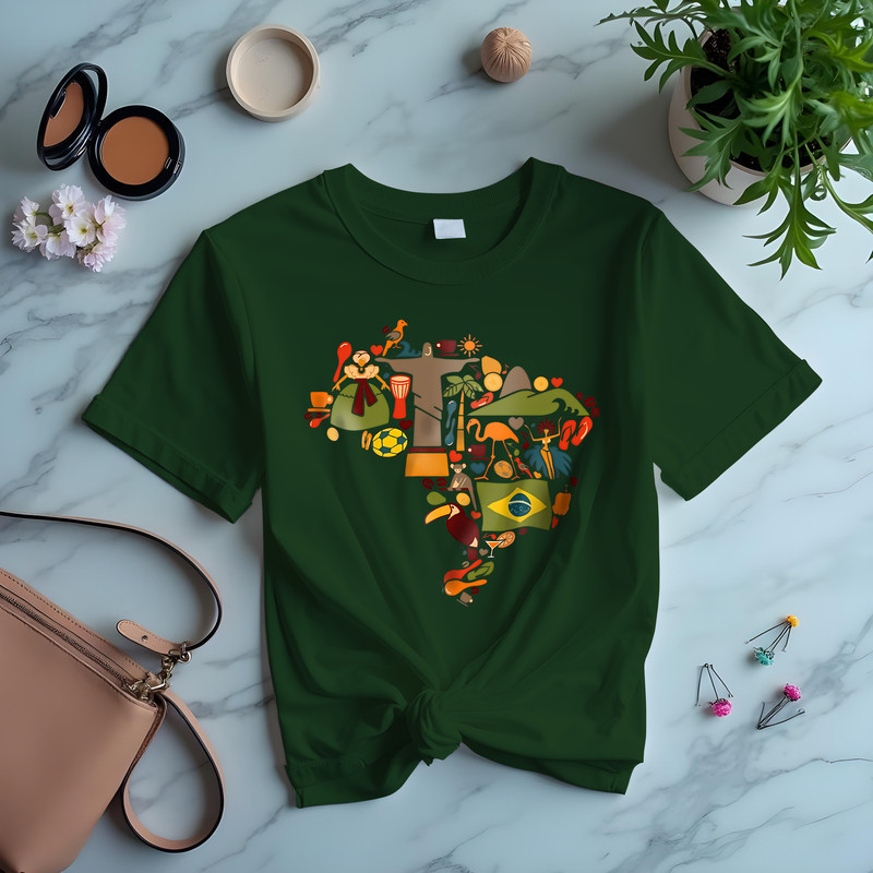 Camiseta Feminina Camisa Casual Estampada Brasil Rio de Janeiro Confortavel Dia a Dia Lazer  Academia 100% Algodãoo