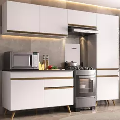 Armário Cozinha Modulada Compacta 252cm com Balcão Veneza Multimóveis MP3762