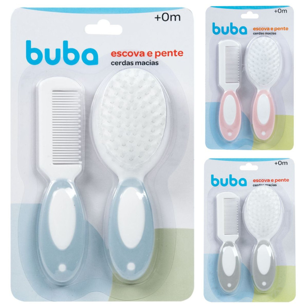 Kit Escova e Pente para Bebê Cerdas Macias Pontas Arredondadas Infantil em Oferta na Shopee