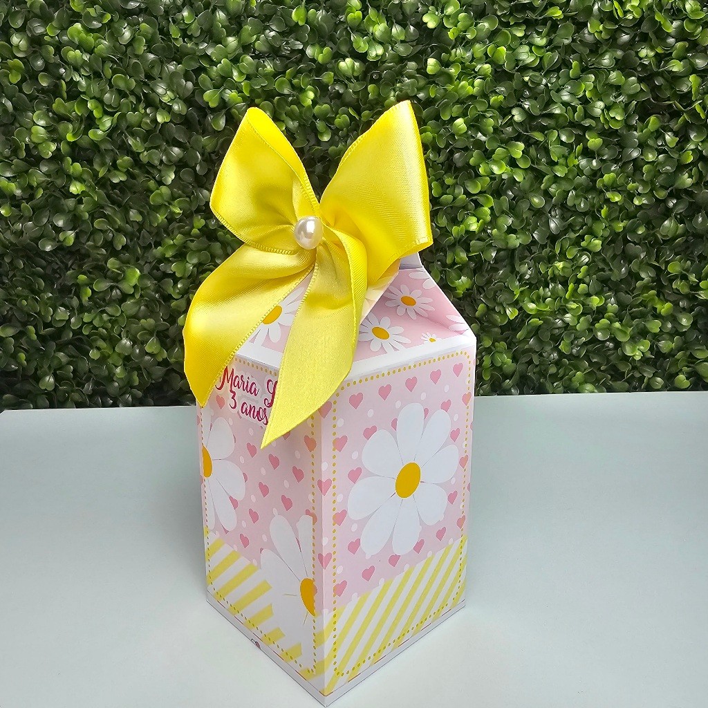 Caixa Milk MARGARIDAS - Personalizados - Festa infantil - Aniversário - Lembrancinha