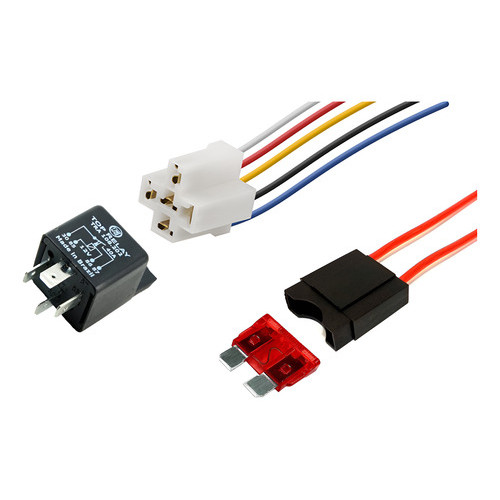 Relê Auxiliar 4 Pinos 12v Com Chicote E Porta Fusível Lamina 10 Amp