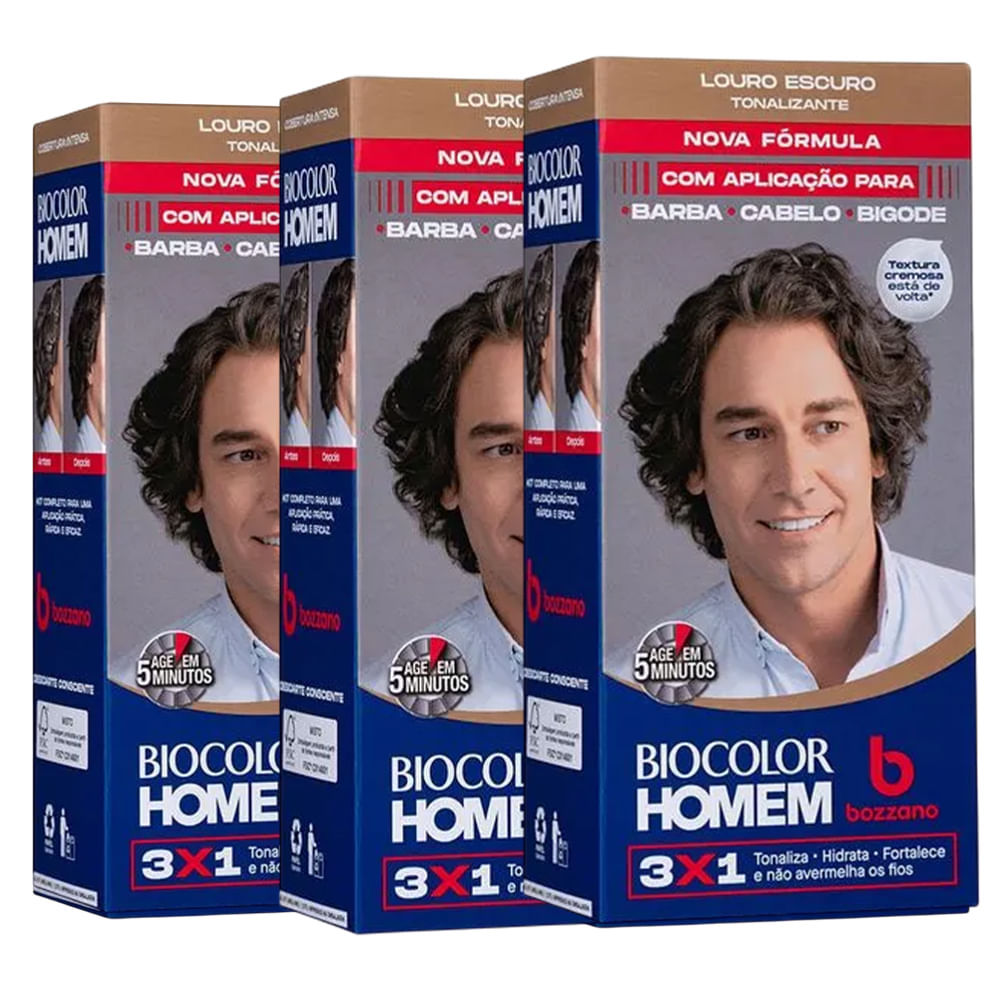 Kit Tonalizante Biocolor Homem Louro Escuro - 3 Unidades em Oferta na Shopee