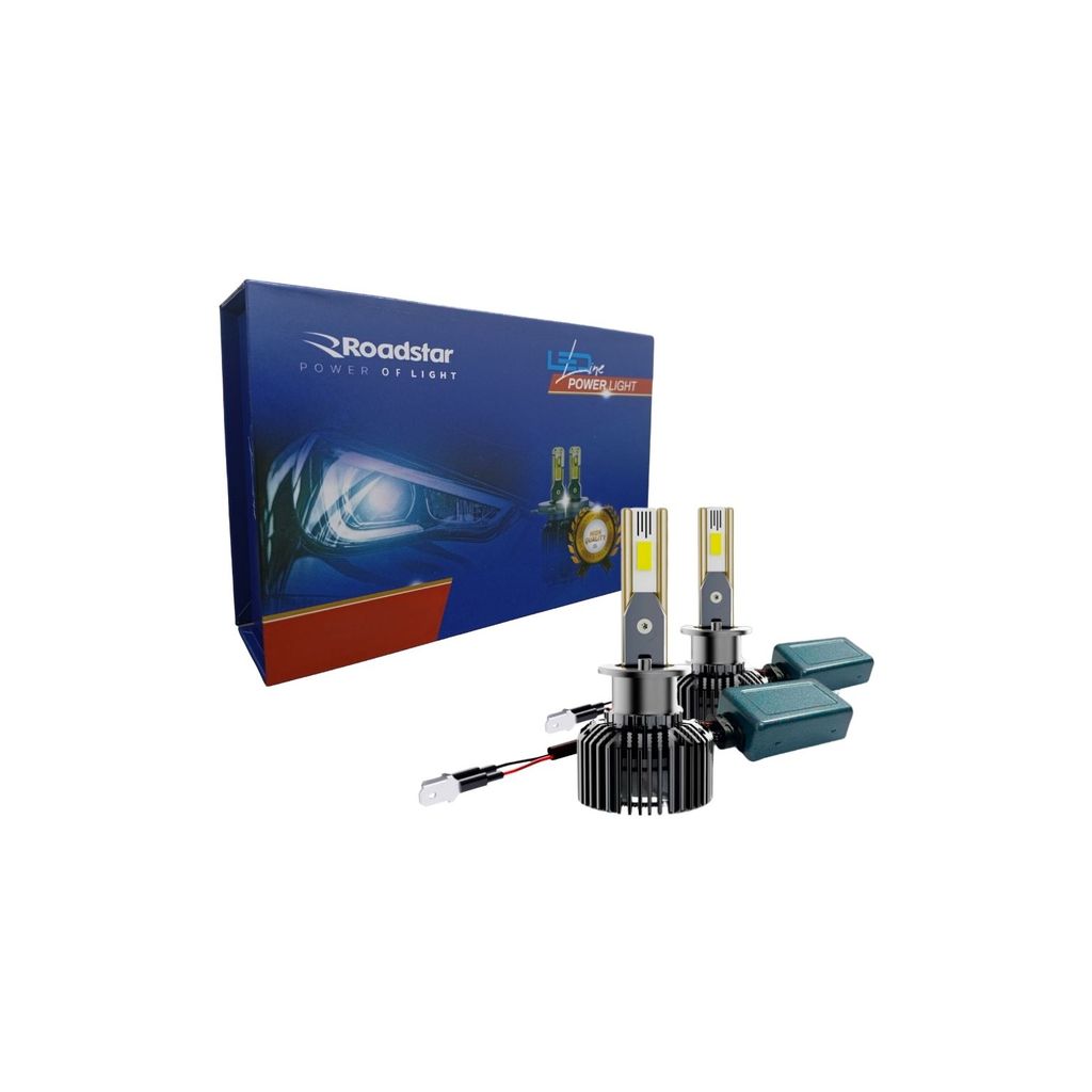 Par Lampada Led Power Light Roadstar 12 mil Lumens 60W 50 MIL Horas 2 Anos Garantia 12 volts Farol