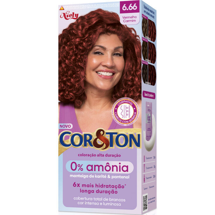 Tintura Cor & Ton 0% Amônia Vermelho Carmin 6.66 em Oferta na Shopee