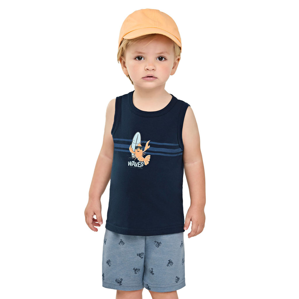 Conjunto Curto Infantil Menino Lagosta Elian Azul em Oferta na Shopee