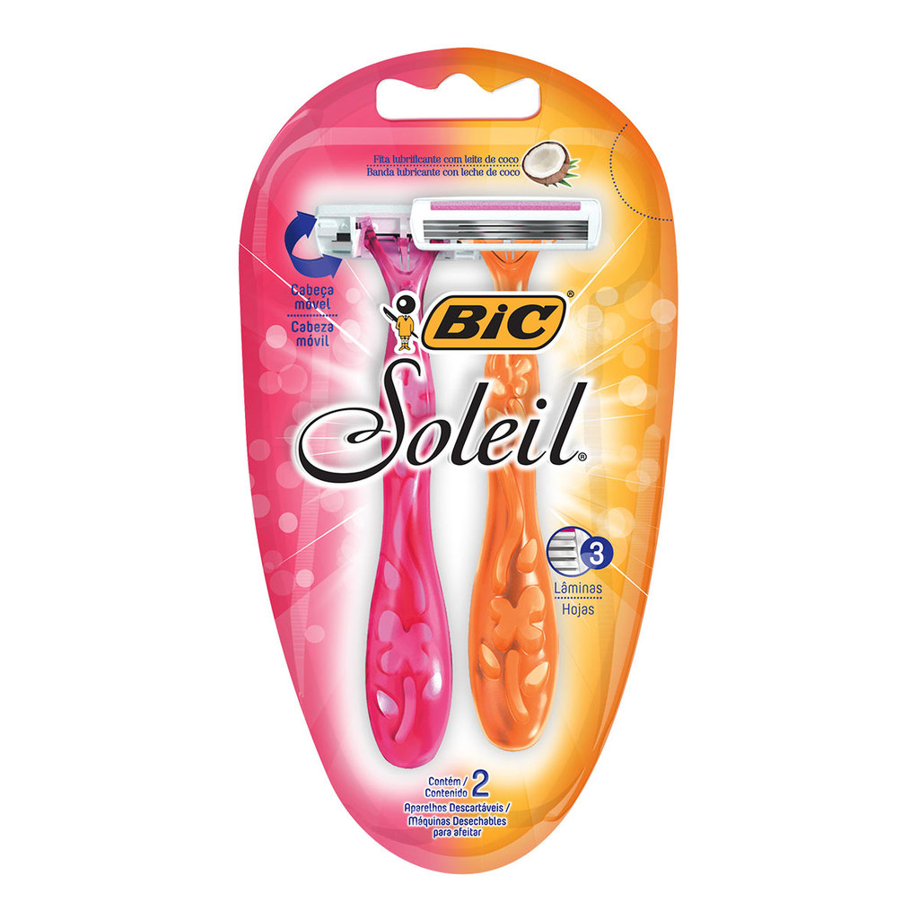 Barbeador descartável Soleil Rosa e Laranja 2 unidades Bic em Oferta na Shopee
