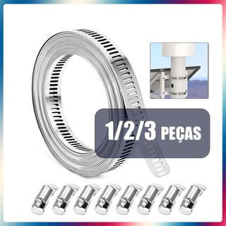 Braçadeira de mangueira de aço inoxidável de 4/8/12 m com prendedor DIY pode ser cortada adequada para tubo/Duct