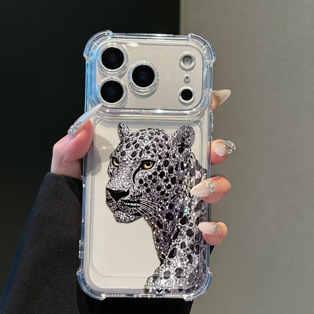 Capa Capinha Para iPhone 17 16 pro max 11 12 13 14 15 pro xs XR 7+ 8+ Xs Max com estampa de leopardo de diamantes T00351
