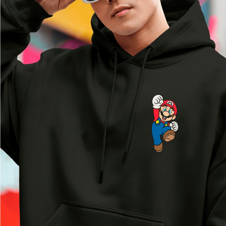 Moletom Blusa De Frio Blusão Super Mário Bros Estampado Inverno Moletom Flanelado Canguru Geek Nerd