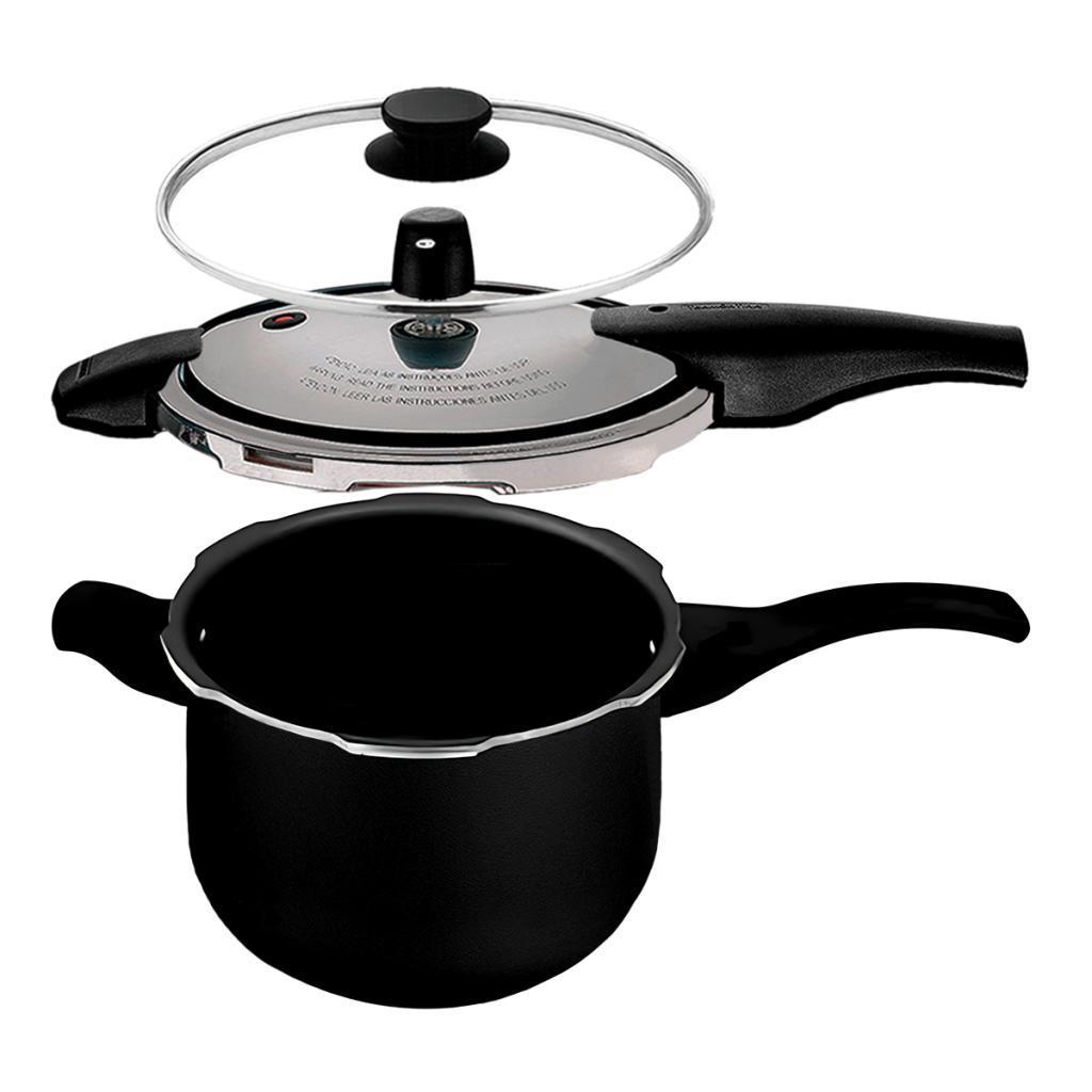 Panela de Pressão 2 em 1 Tramontina Vancouver 6 Litros Effect Preto com Tampa de Vidro em Oferta na Shopee