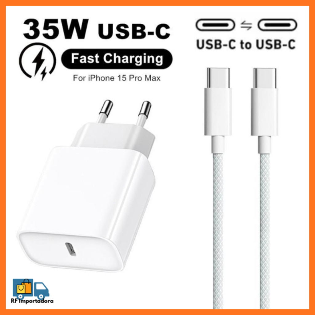 Fonte Carregador 35W Rápido iPhone USB-C Para iPhone  15 16 17 PRO MAX