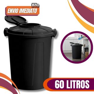 Cesto de Lixo Lixeira Cestão 60 Litros Com Tampa Higienica Preta Com Trava em Oferta na Shopee