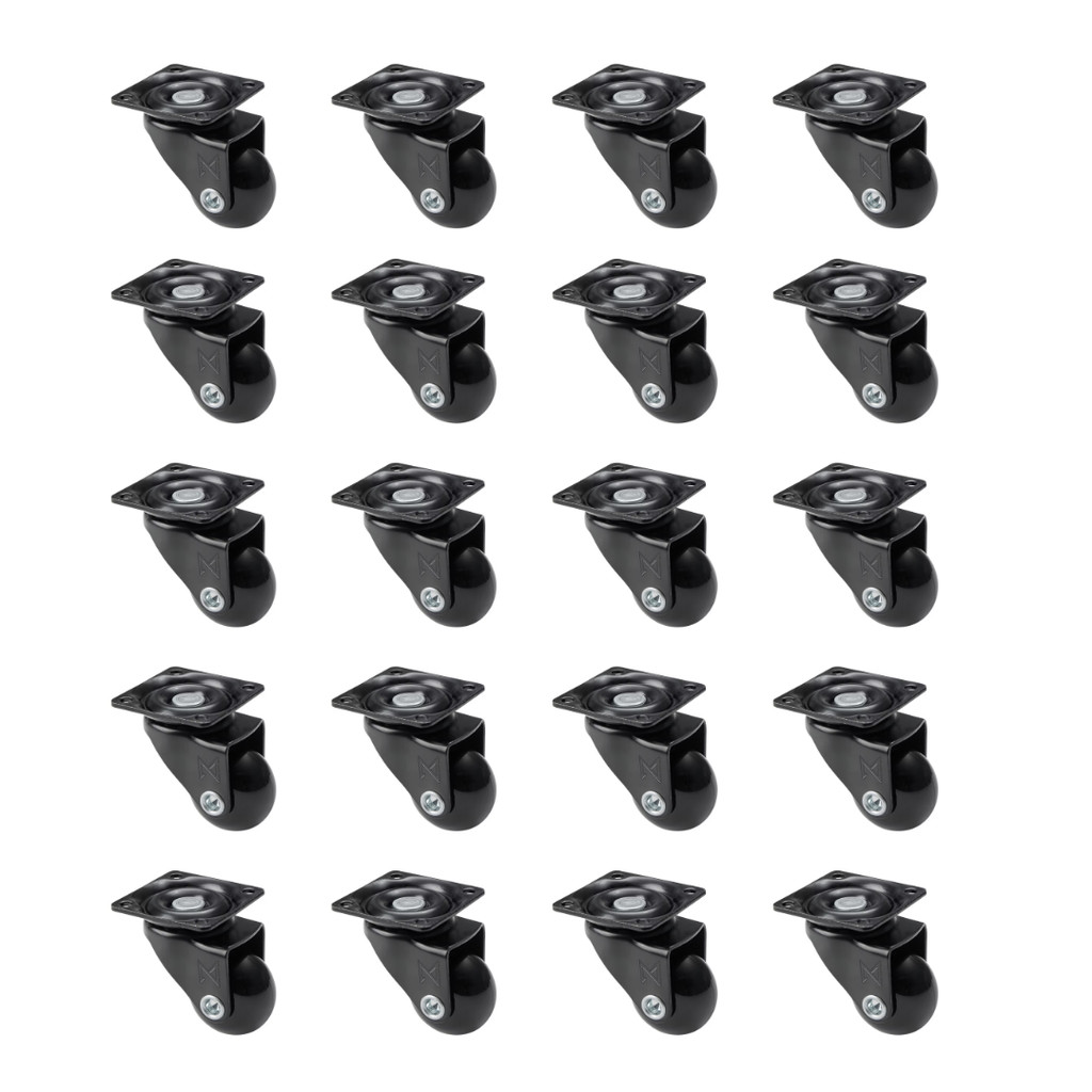 Kit 20 Rodinhas de Silicone Sem Freio Para Móveis Rodízio Giratório Gel 35mm - Rodizio Preto