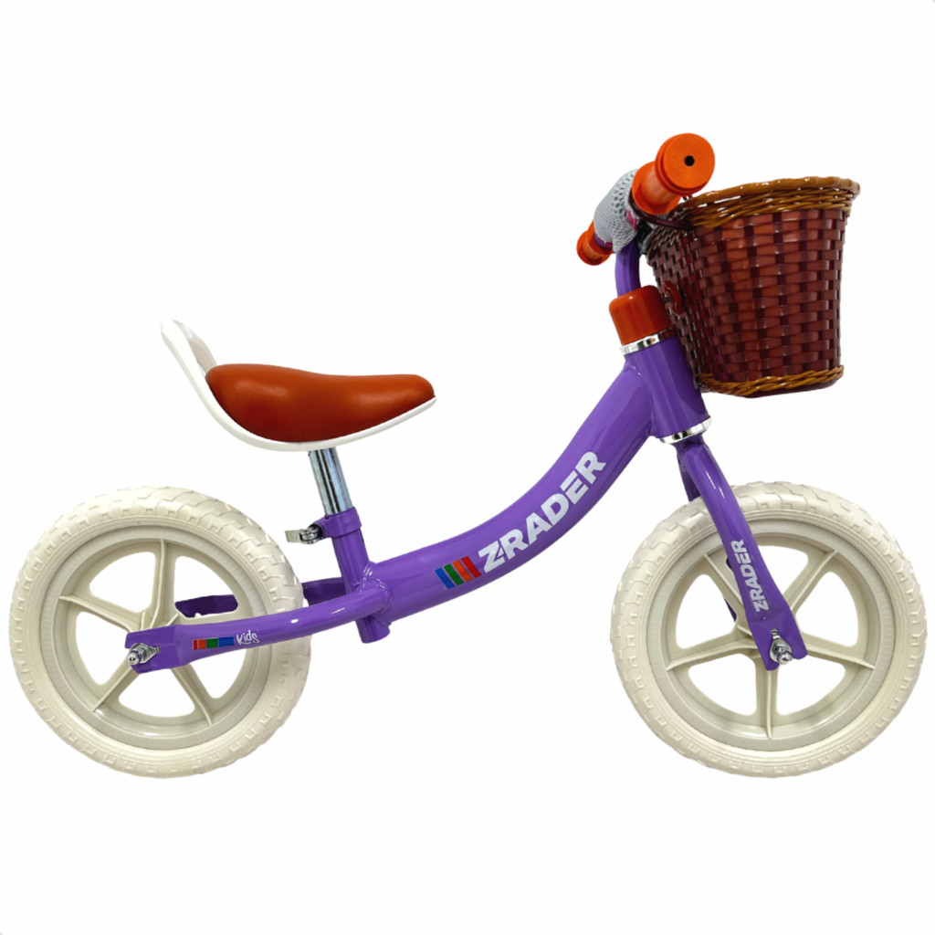 Bicicleta de Equilíbrio Sem Pedal Para Crianças Cestinho Andador Bike Pequena Infantil Aro 12 Lilás