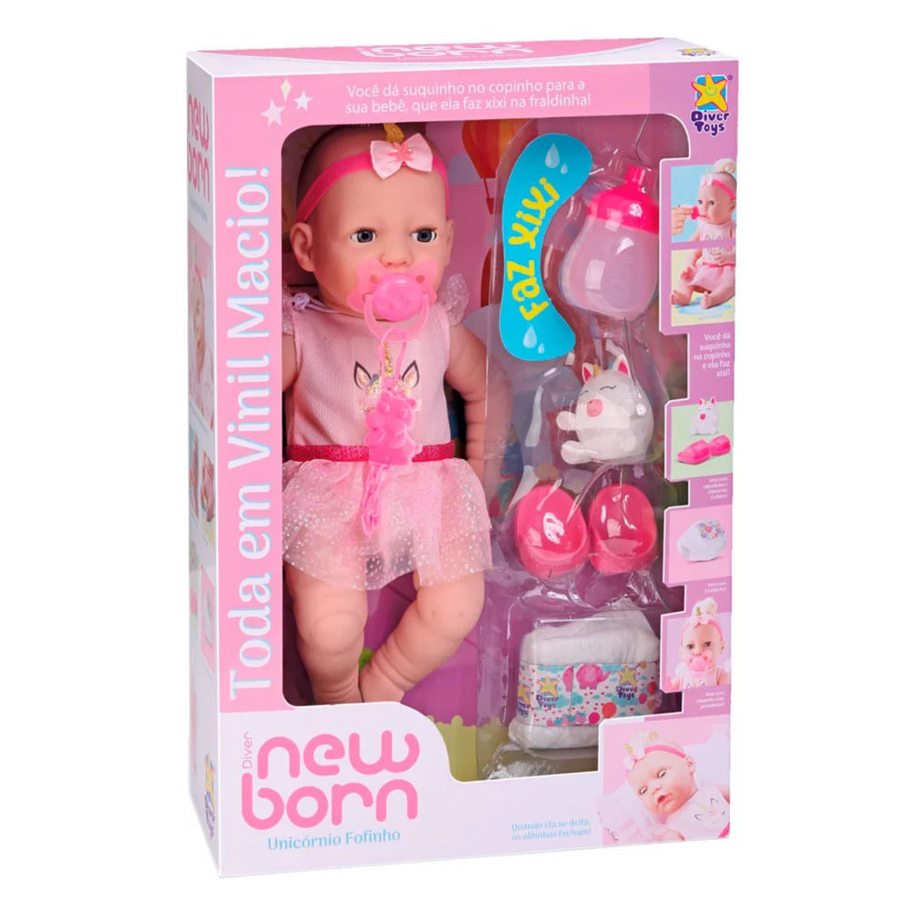 Boneca New Born Divertoys Unicórnio Fofinho em Oferta na Shopee