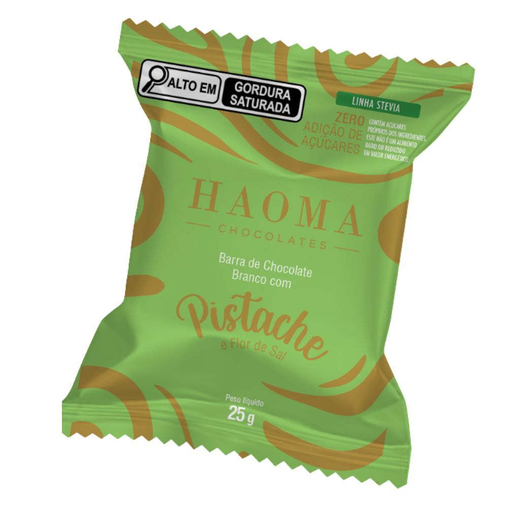 Chocolate Haoma Chocolate Branco Com Pistache E Flor De Sal Zero 25g em Oferta na Shopee