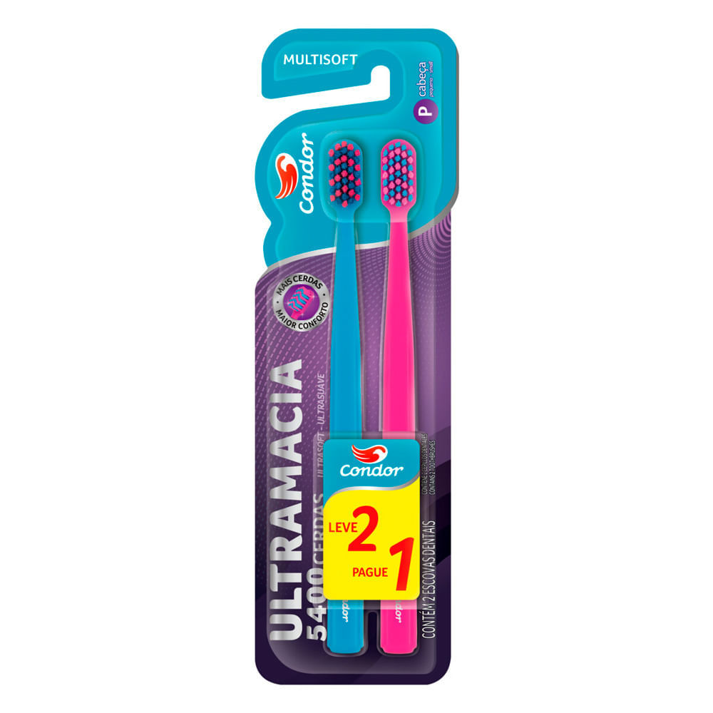 Escova Dental Condor Ultramacia Multisoft Cabeça P Cores Sortidas Leve 2 Pague 1 em Oferta na Shopee