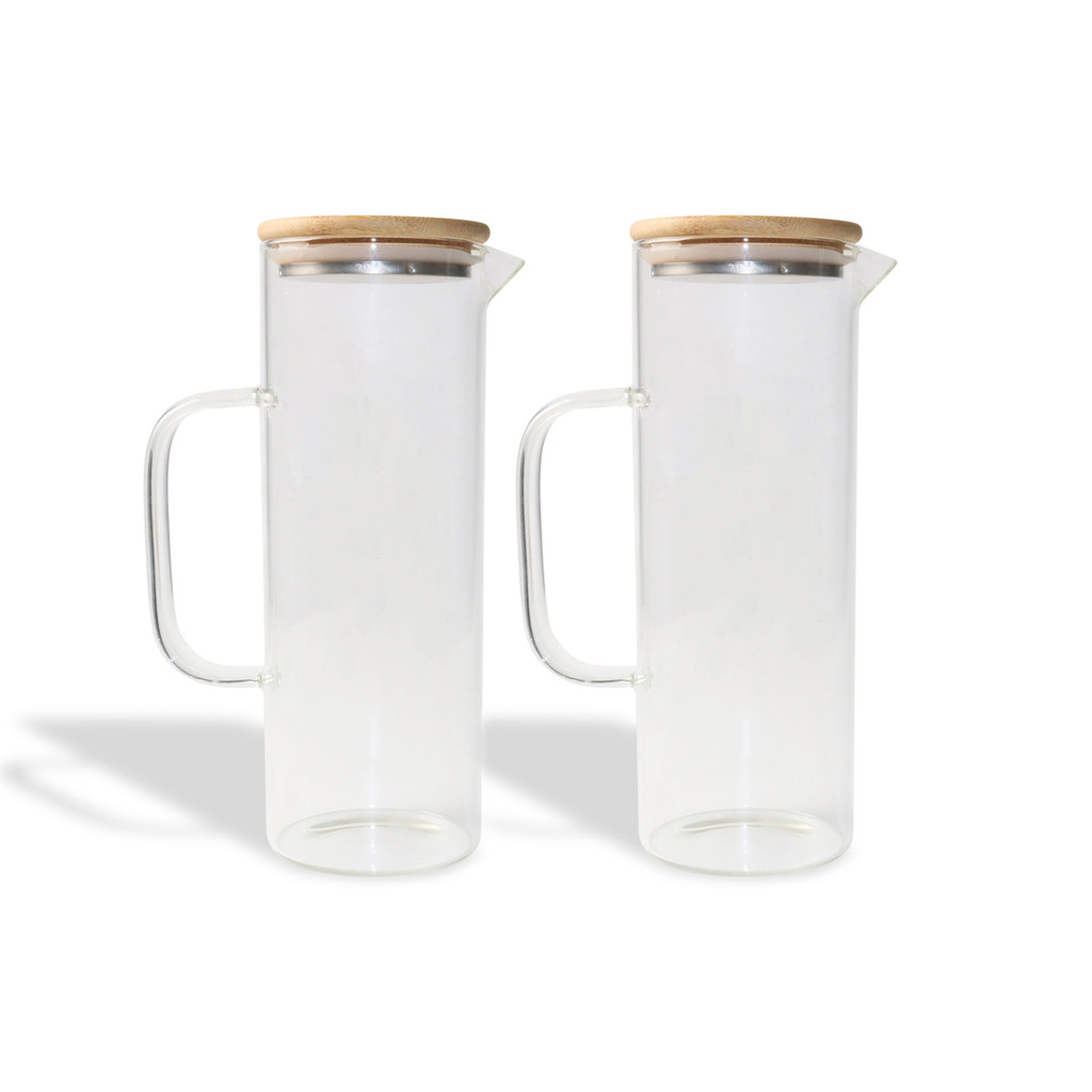 Kit Jarras de Vidro com Tampa de Bambu 1l Oikos - 2 Peças