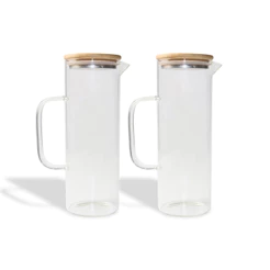 Kit Jarras de Vidro com Tampa de Bambu 1l Oikos - 2 Peças