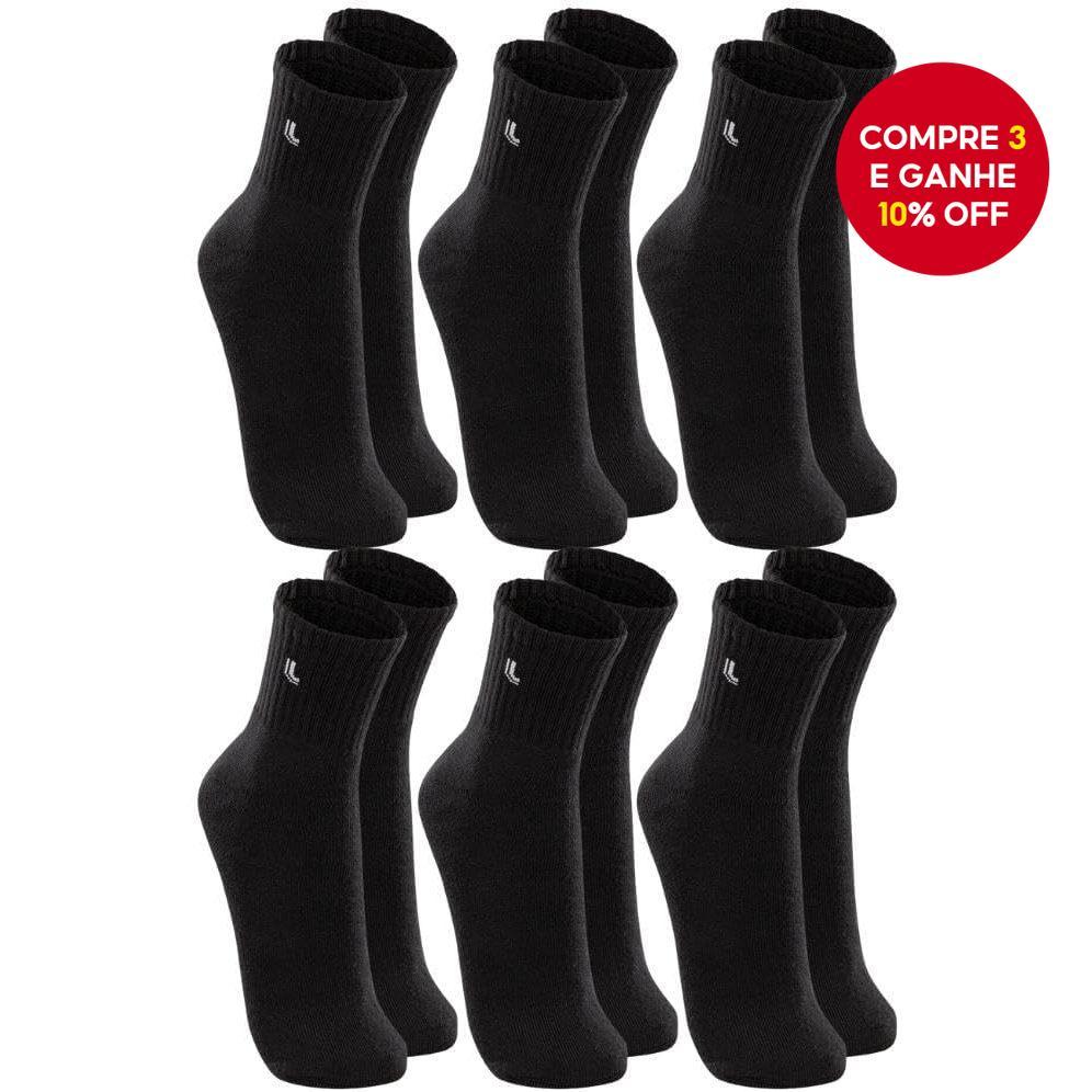 Meias Masculinas Lupo De Corte Médio-Pacote Econômico De 6 Pares | Pretas Conforto O Dia Todo Para Roupas Esportivas E C em Oferta na Shopee