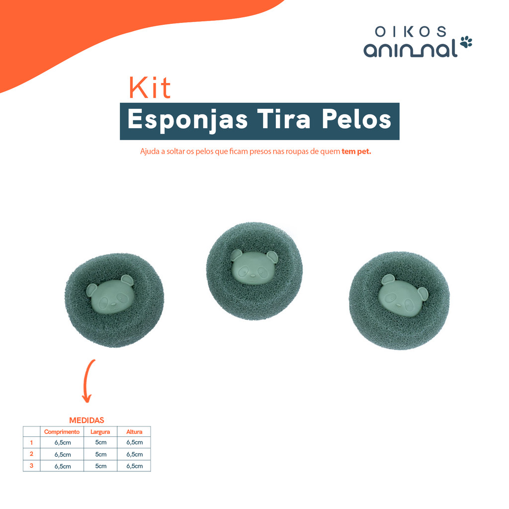 Kit de 3 Esponjas Tira Pelos Para Máquina de Lavar Oikos Animal · foto 2