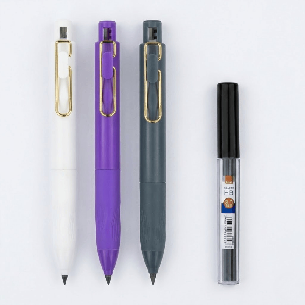 Kit Lapiseira Grossa 3mm Estudante Arquitetura Engenharia Com Refil Grafite Para Projetos Desenho Tecnico