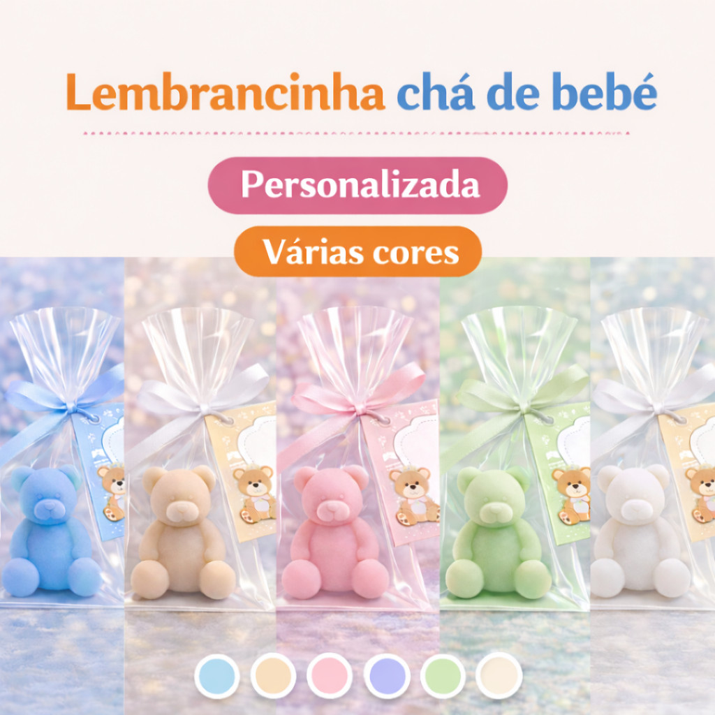 30 Sabonetes Perfumados Lembrancinhas Cha Revelacao ursinho (SABONETES)