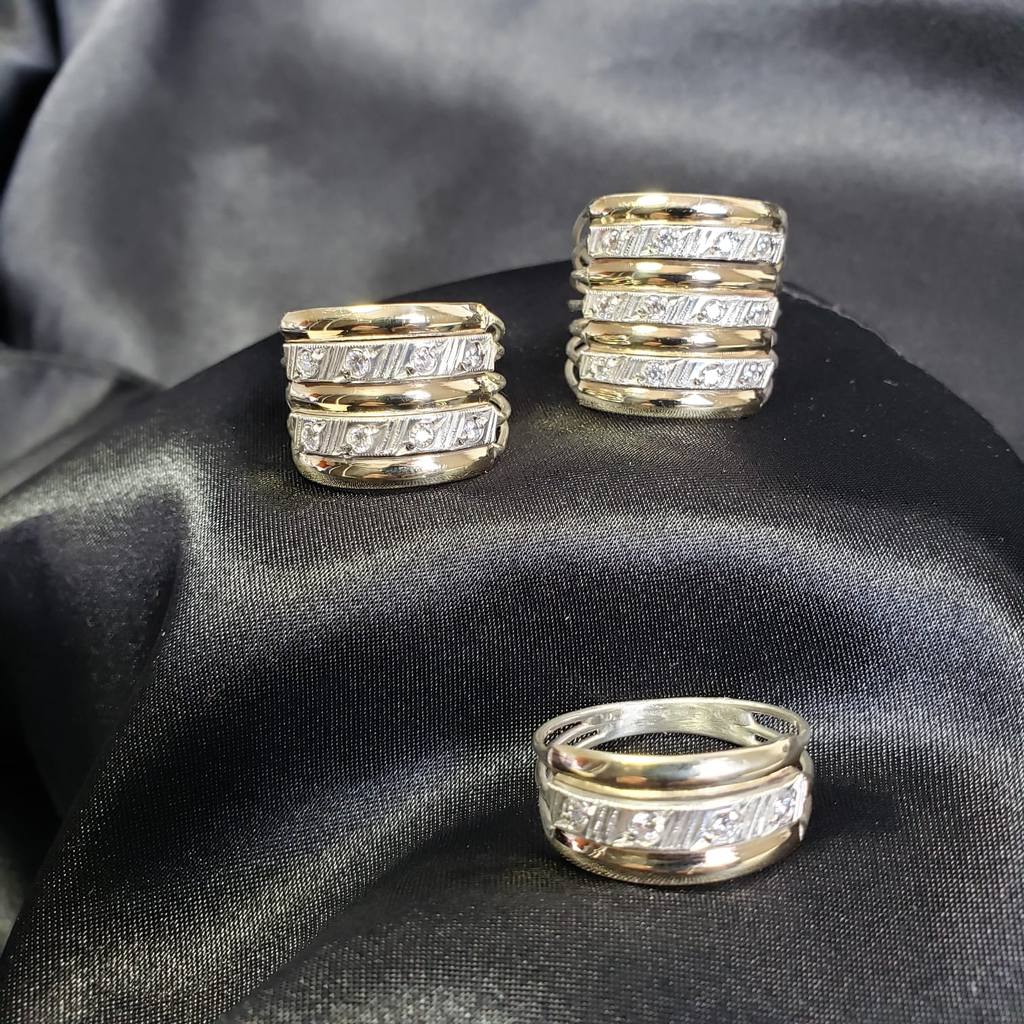 Anel Prata 950 Elos Filete Ouro Pedra Zircônia em Oferta na Shopee