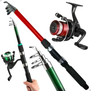 Kit Vara De Pesca Fibra De Vidro 1,70 Metros 5,5kg E Molinete Com Linha Completo Barato em Oferta na Shopee
