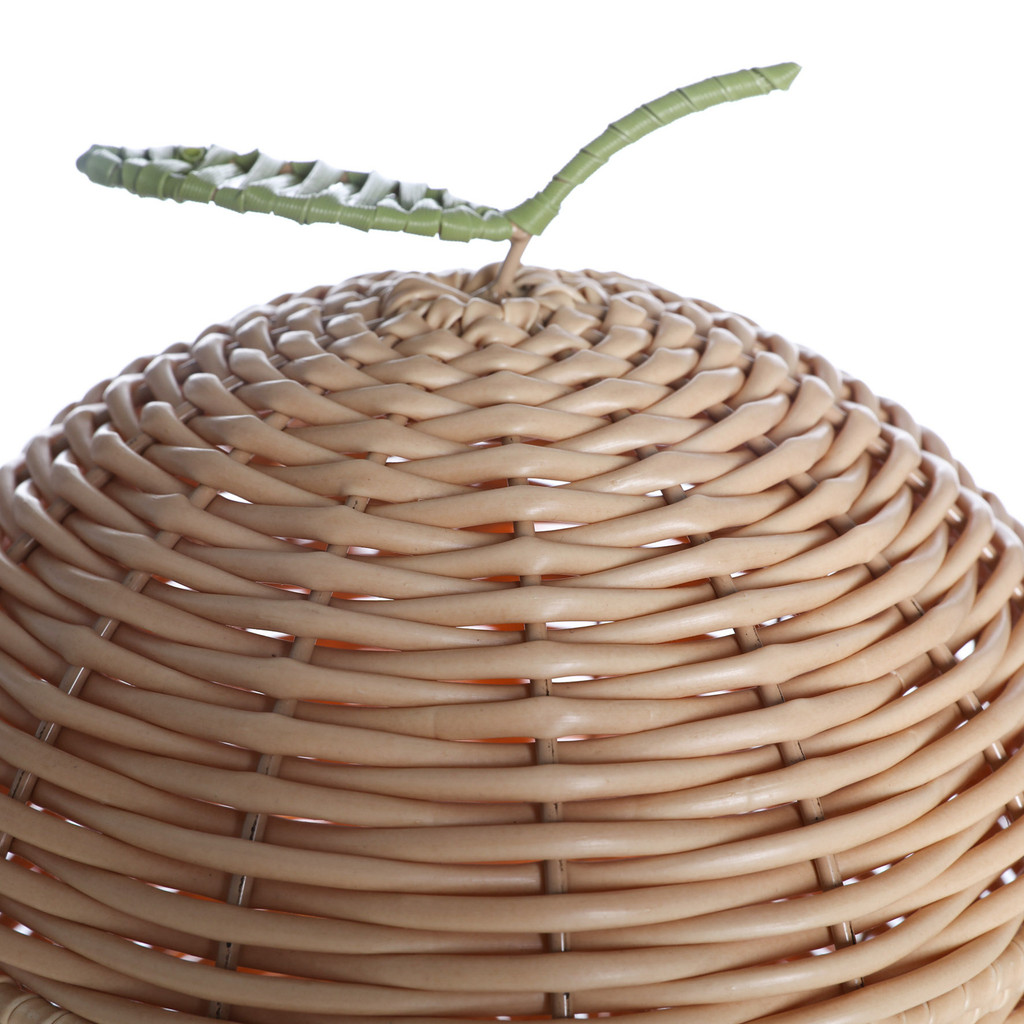 cesto organizador redondo 22cm com tampa maçã textura palha rattan - Oikos — imagem 2 de 2