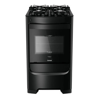 Fogão Consul 4 Bocas Preto com Mesa de Vidro e Grades Individuais Super Estáveis - CFO4VBE em Oferta na Shopee
