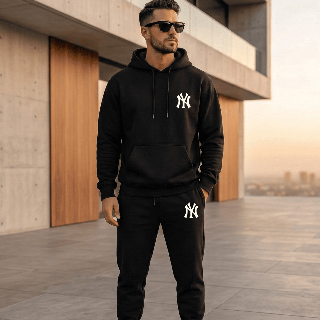 Conjunto Moletom Canguru + Calça NY Quentinho Inverno Confortável Estiloso Moderno