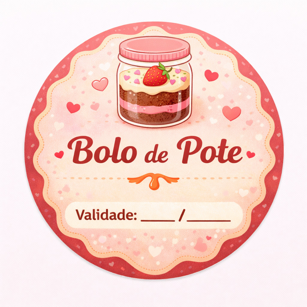 Adesivos 5x5cm para Sacolinhas BOLO DE POTE | Etiqueta IMPERMEÁVEL Decorativa Doceria Bolo de Pote Confeitaria