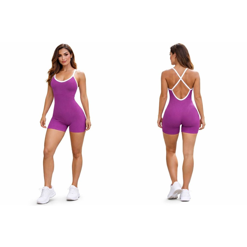 Macaquinho Academia Feminino Poliamida Canelado Zero Transparência | Macaquinho Fitness Costas Abertas