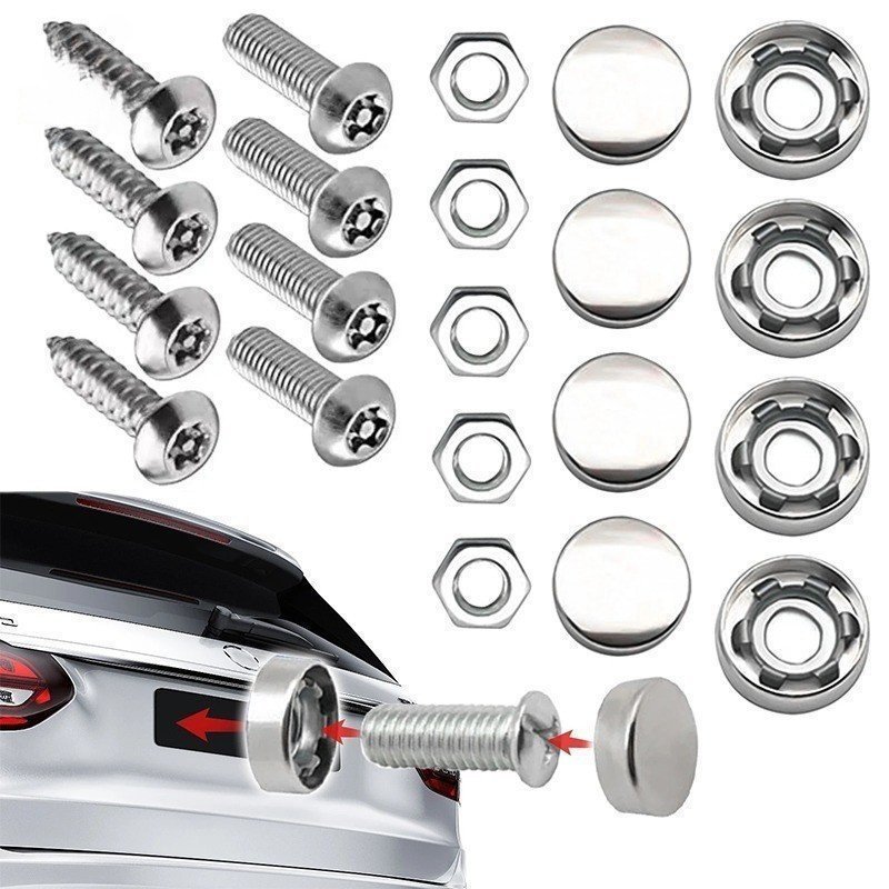 Carro Elétrico Placa De Parafuso De Fixação Anti-Roubo Fivela Em Aço Inoxidável Acessórios Universais Para Automóveis