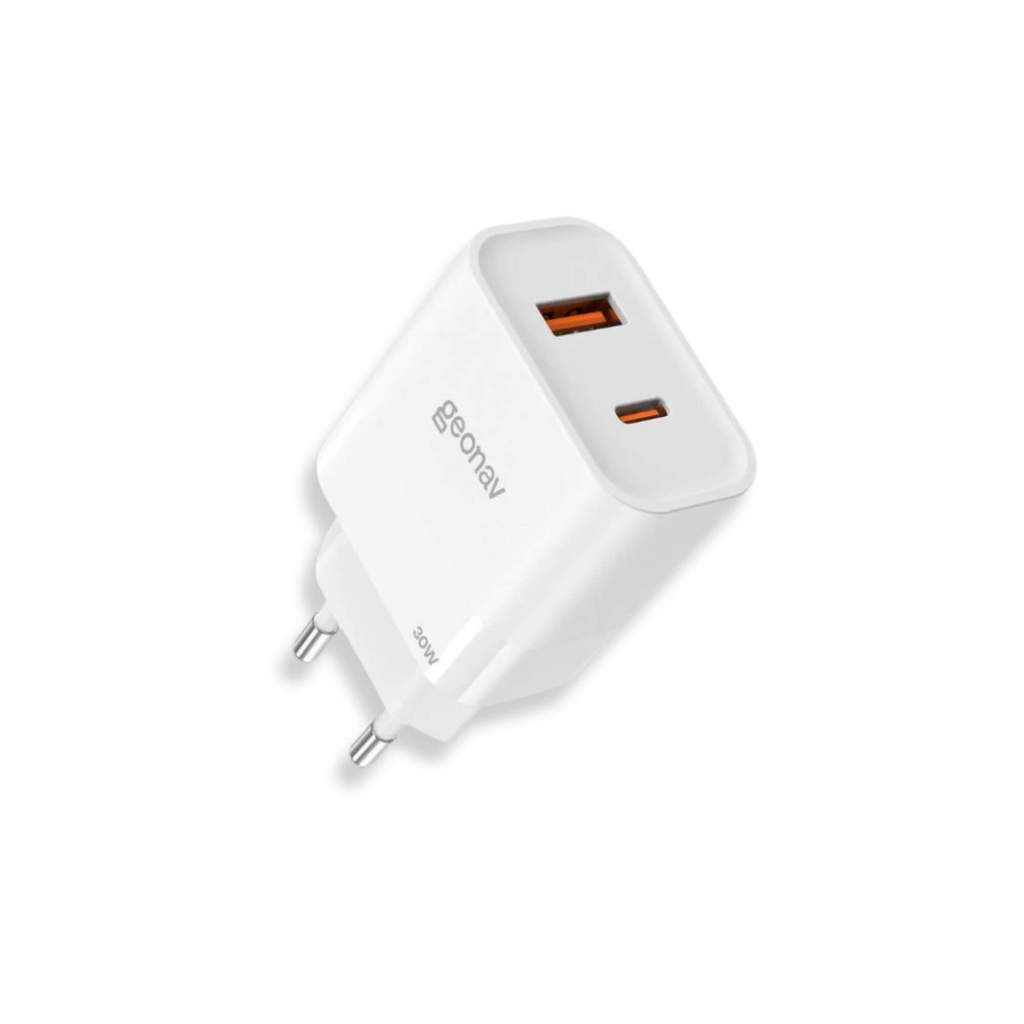 Carregador Parede 30W com 2 Portas Branco Geonav - CH30PDQCWT