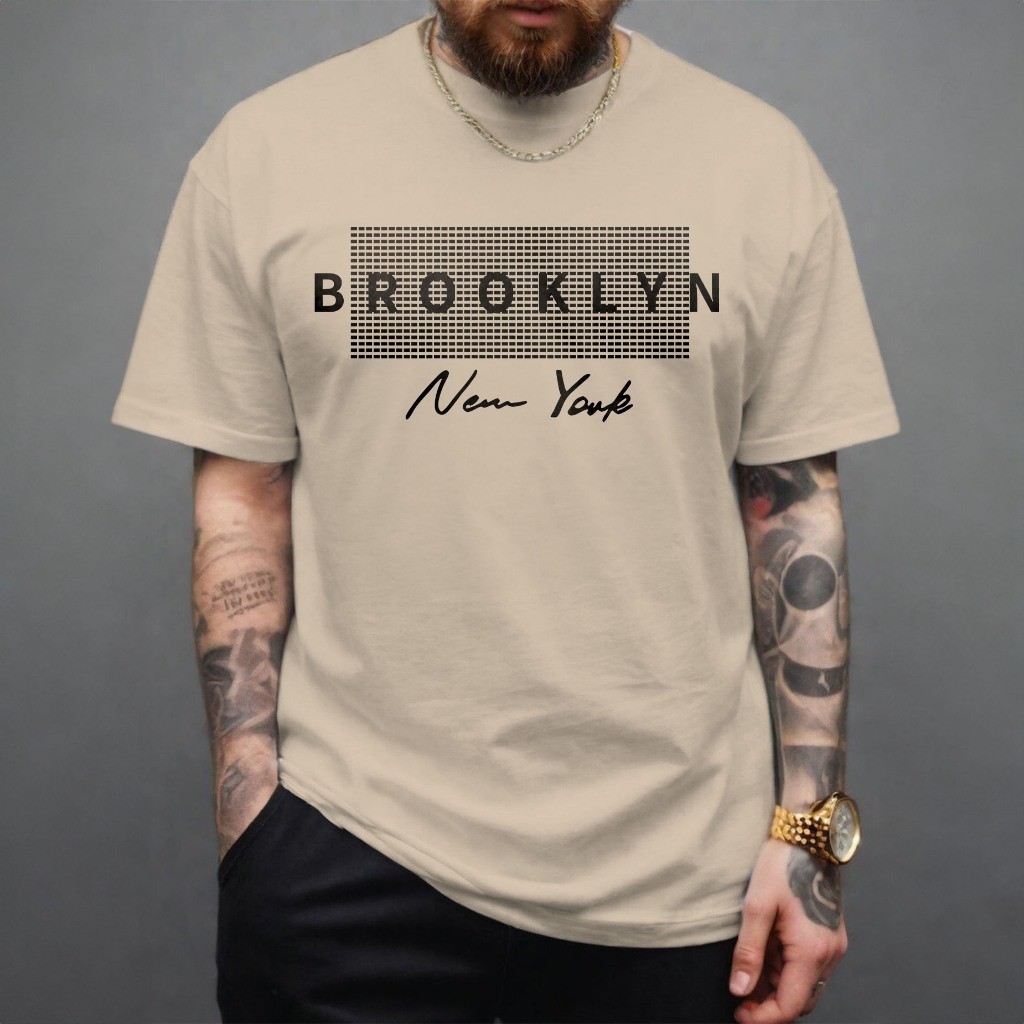 Camiseta masculina Brooklyn New York Camisa 100% Algodão Manfinity Estilo e Conforto Promoção