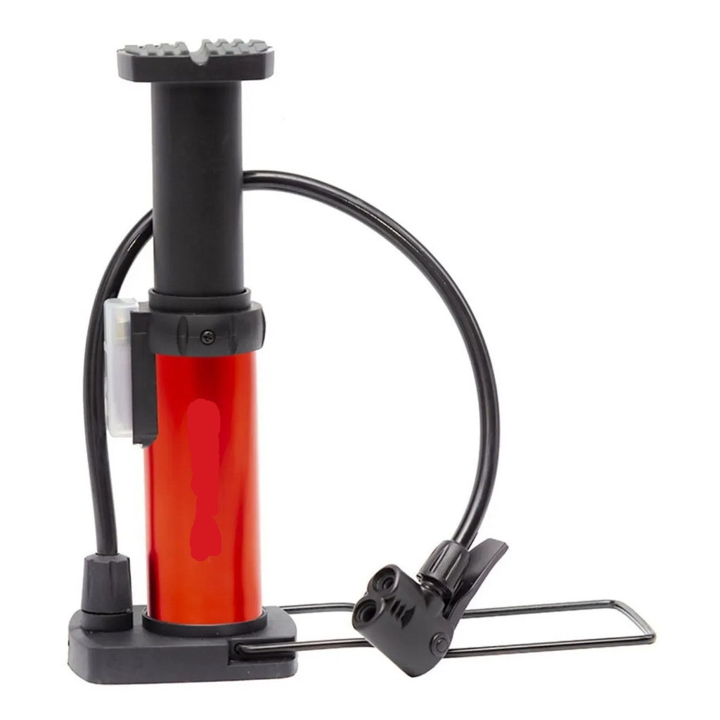 Bomba De Ar Encher Pneu Bicicleta Carro Moto 2 Bico Vermelho