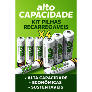 Kit Pilhas Recarregáveis Maxday – 8x AA 4700mAh + 8x AAA 2700mAh | Alta Capacidade, Econômicas e Sustentáveis em Oferta na Shopee