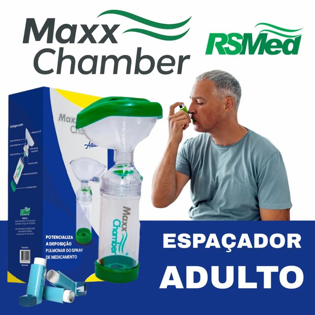 Espaçador Maxx Chamber Adulto RS Med para Bombinha de Asma em Oferta na Shopee