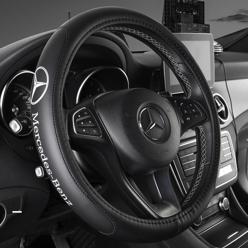 Capa para Volante de Carro Adequada para Volantes de 38CM, Capas de Volante em Couro Antiderrapantes, Acessórios Interno