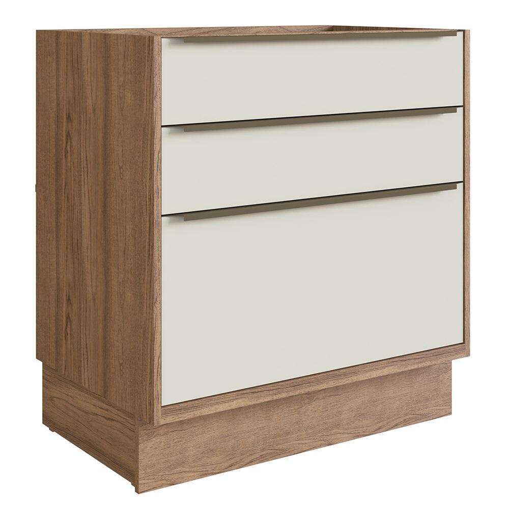 Balcão de Cozinha de Madeira MDF 100% Herval Ten, 3 Gavetas 80 cm