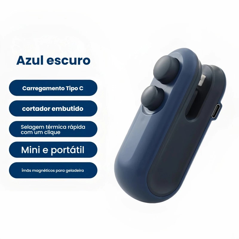 Mini Seladora Portátil 2 Em 1 Usb Máquina Fecha Saco Plástico E Embalagem Com Cortador Embutido Pronta Entrega