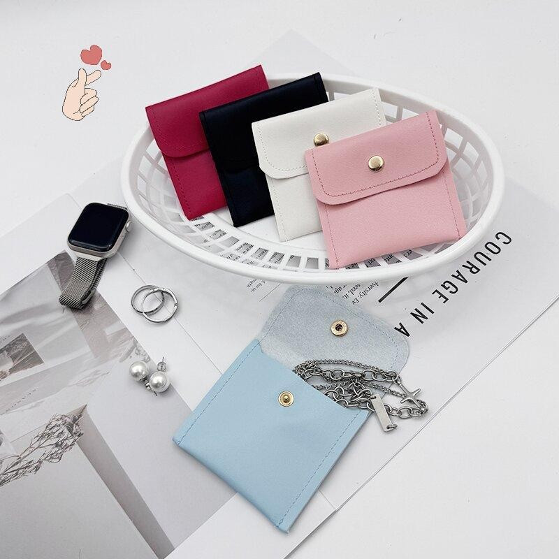 [PEBR] Bolsa de armazenamento de joias portátil em couro PU de 5/10 peças, adequada para brincos, colares, anéis, embala