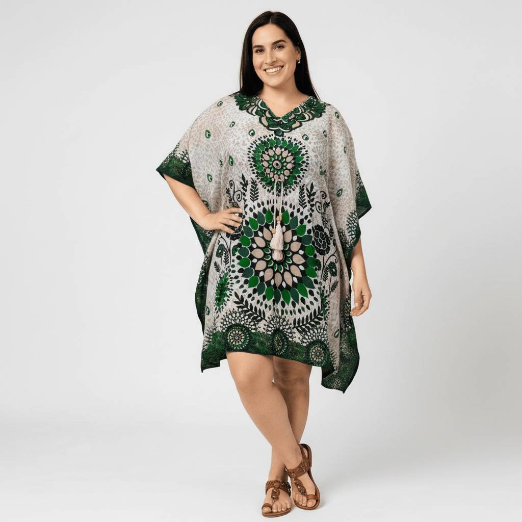 Bata Kaftan Feminina Indiana Curta Tradicional com Amarração na Cintura